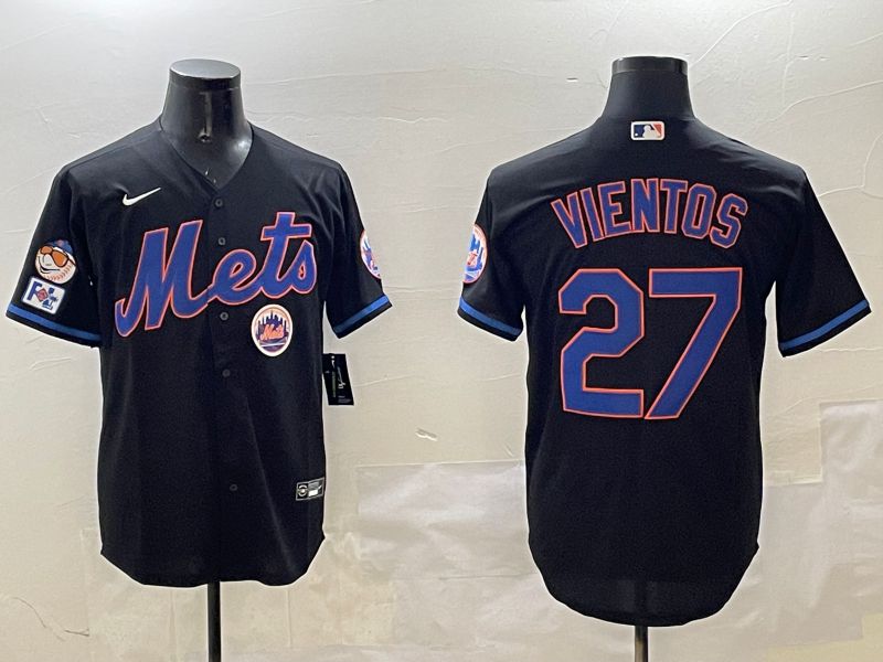 Men New York Mets #27 Vientos Black Game 2025 Nike MLB Jersey style 6